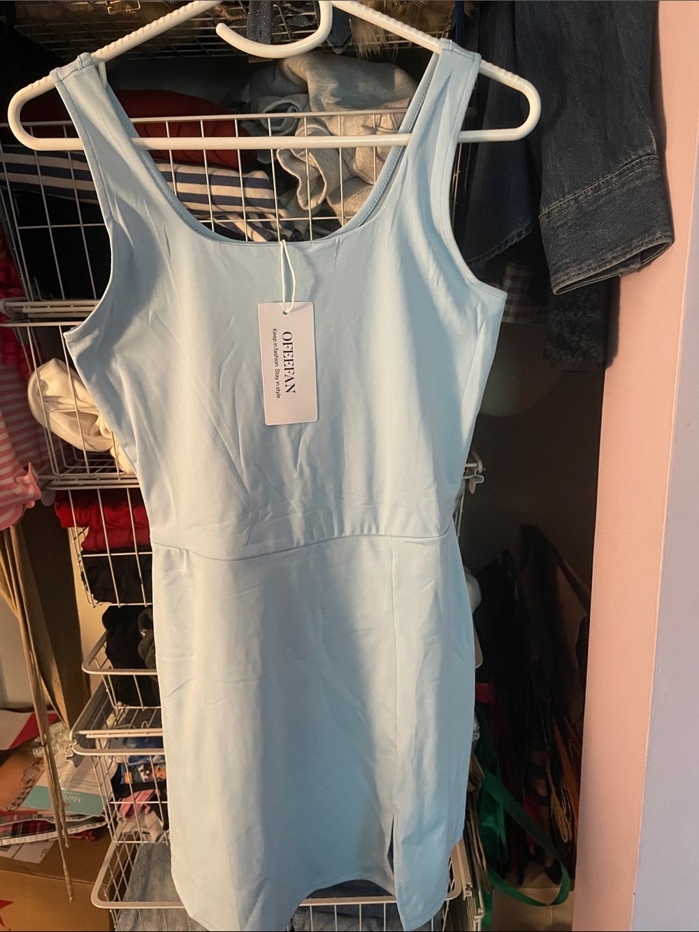 On-the-go athletic dress with built-in shorts.